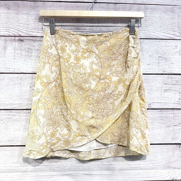 Sage The Label Yellow Floral Wrap Mini Skirt Boho Summer High Waist Skirt Small - Picture 1 of 8